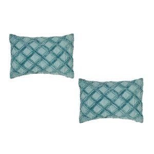 2 new Tommy Bahama 14x20" TEAL GREEN ABALONE Soft Chenille Diamond Throw Pillows